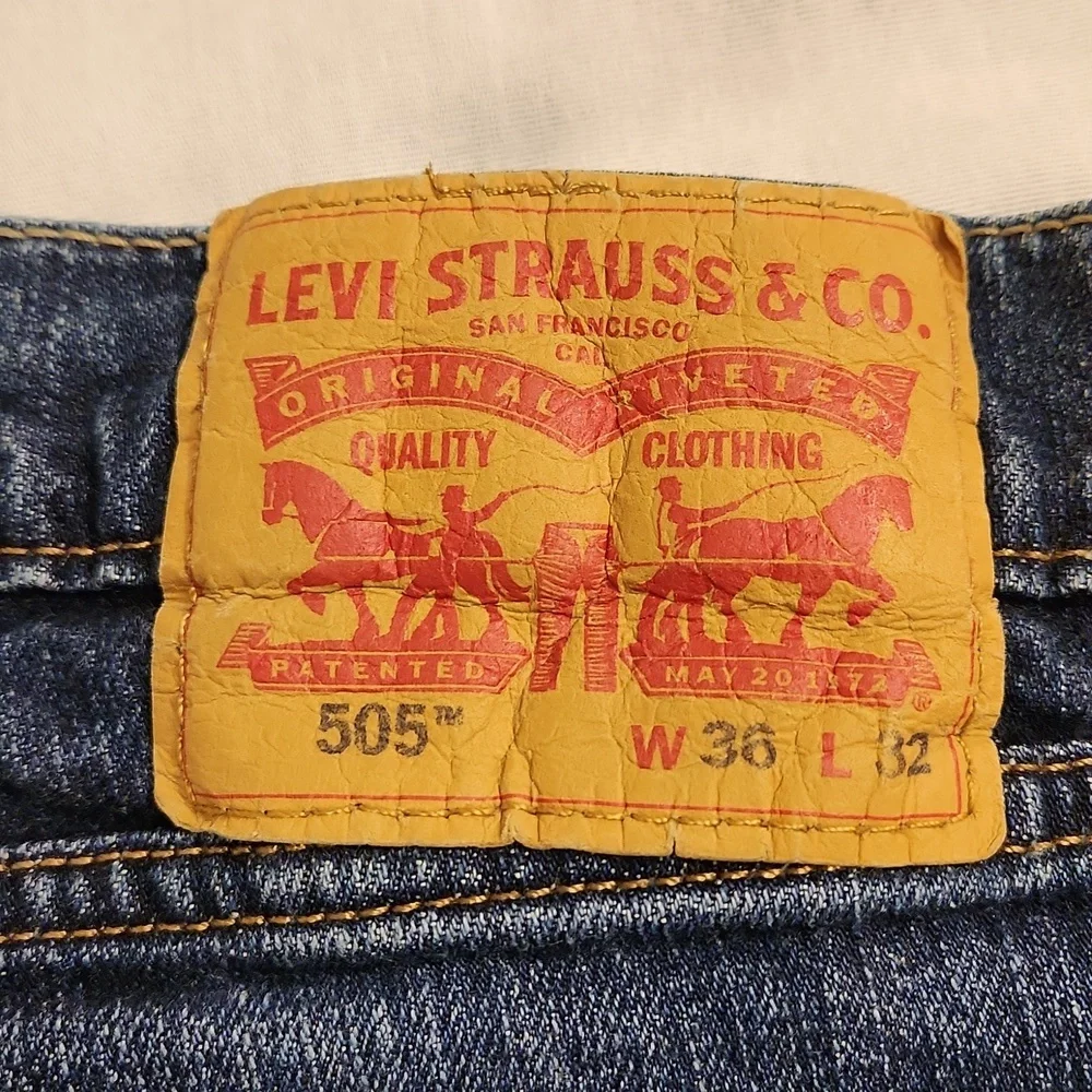 Levi's‎ jeans 505 regular fit straight men's 36x32 blue denim red tab
